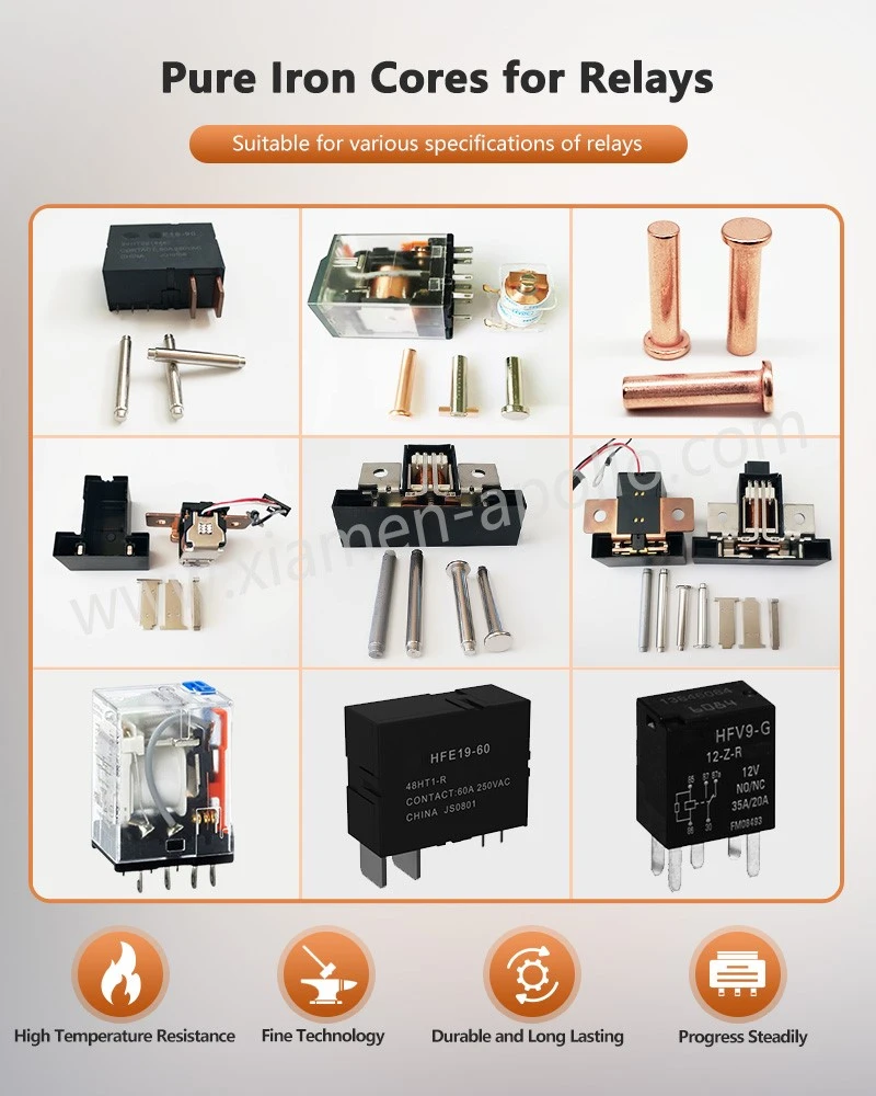 Pure lron Cores for Relays Suitable for various specifications of relays Pure lron Cores for Relays Suitable for various specifications of relays